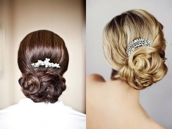 Свадебная прическа высокий и низкий пучок с фатой и без нее