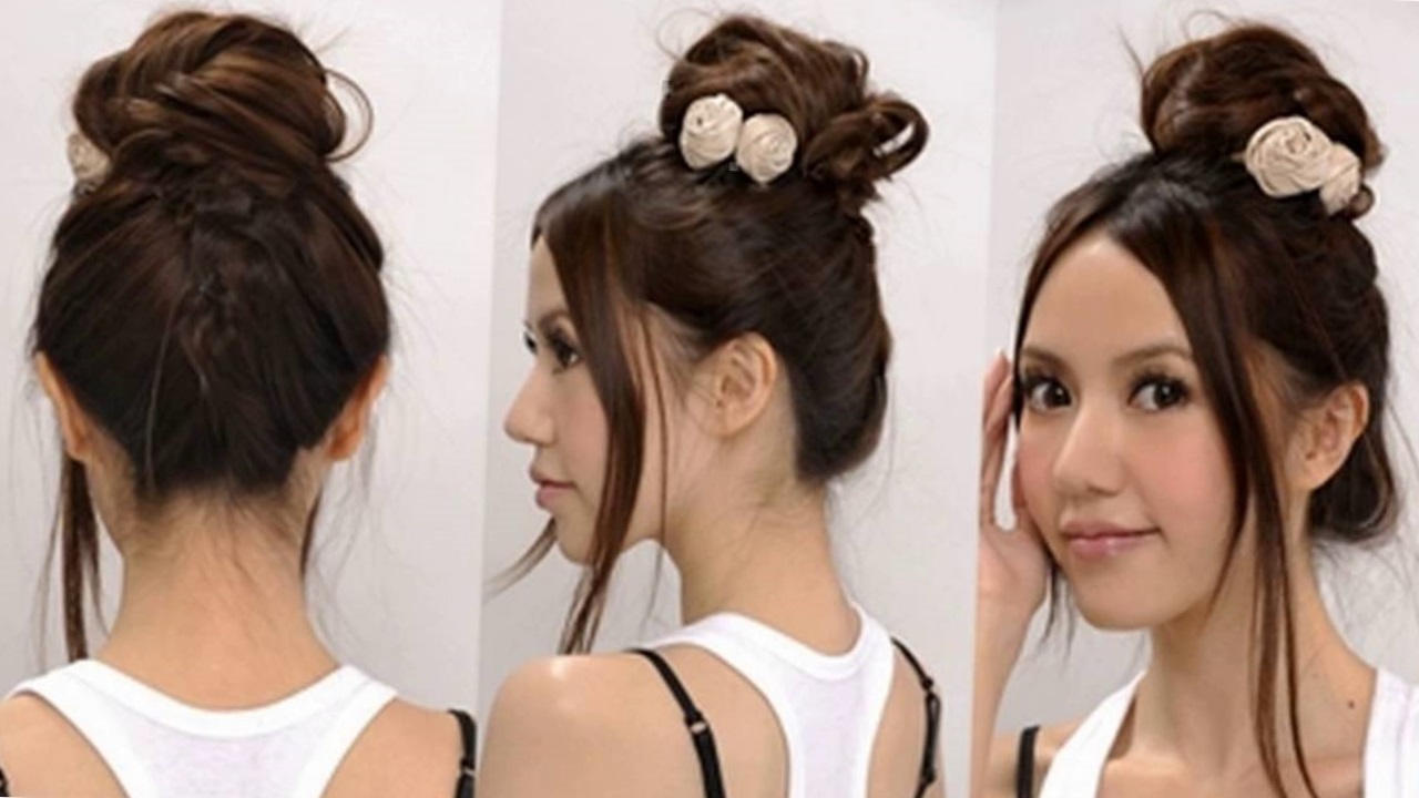 прическа высокий пучок прическа высокий пучок