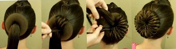 Причёски с бубликом на длинные волосы по шагам Причёски с бубликом на длинные волосы по шагам