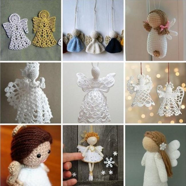 Разнообразные модели вязаных крючком ангелочков
