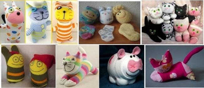 Разноплановые игрушки из носков