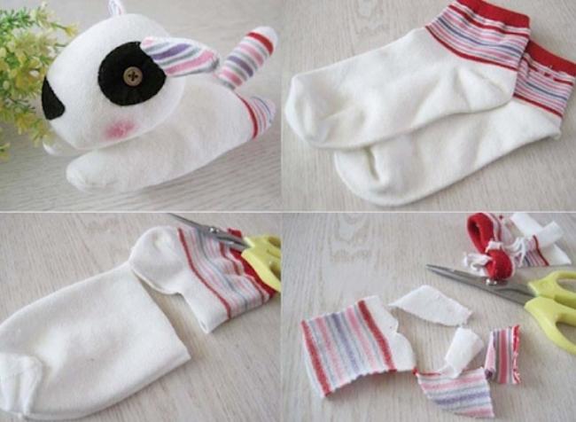 Принцип изготовления собаки из 2-х носков