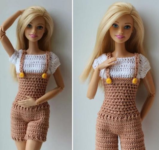 Пляжный комбинезон для Барби с белым лифом