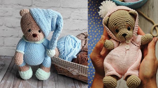 Готового медвежонка можно одеть в пижаму или курточку