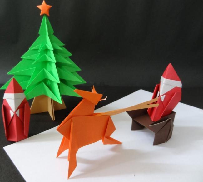 Новогодние игрушки оригами