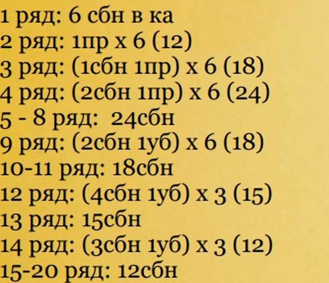 Вязание туловища (схема)