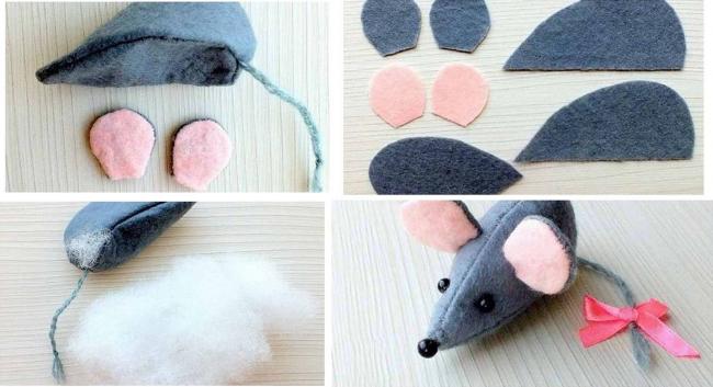 Изготовление мышки из фетра