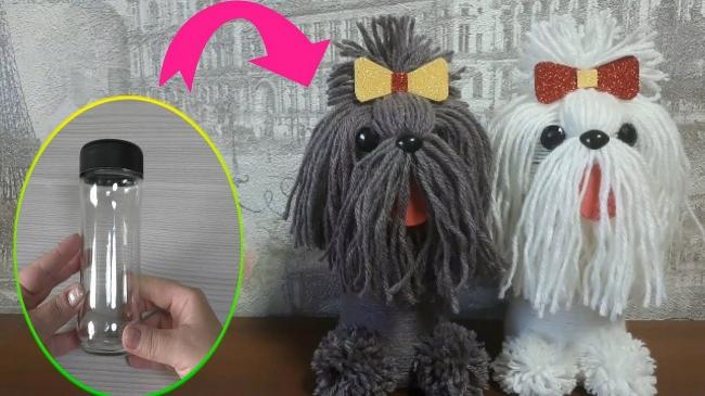 Из простой пластиковой баночки можно сделать милую игрушку