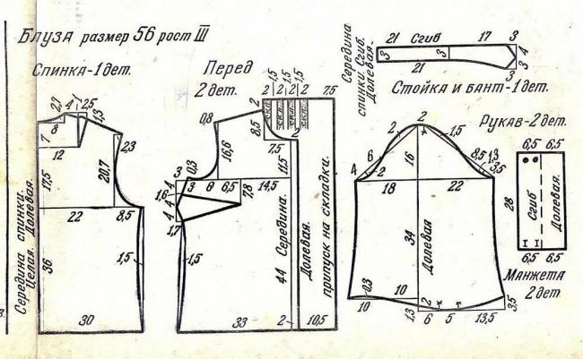 Выкройка изделия 58-60 размера