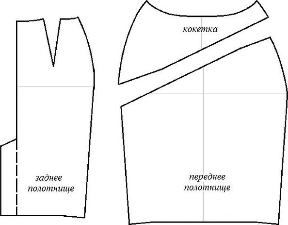 Схема юбки с кокеткой