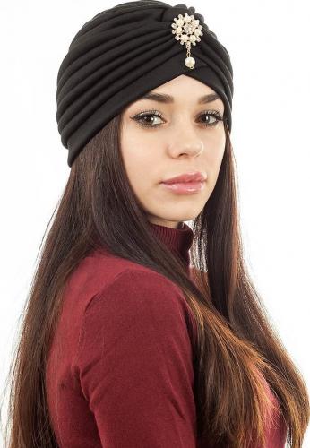 Чалма из трикотажа с брошкой