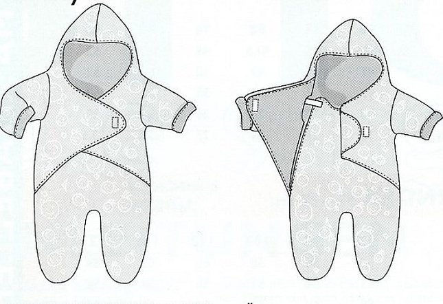 Комбинезон для новорожденных, выкройка 0-3 месяца