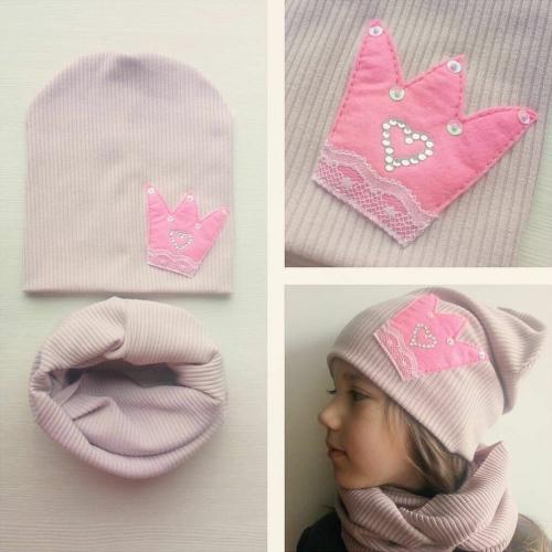 Шапка и снуд для девочки в нежном цвете