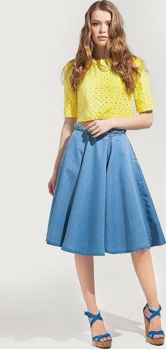 Джинсовая юбка-клеш