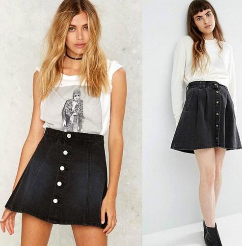 Джинсовая юбка с завышенной талией