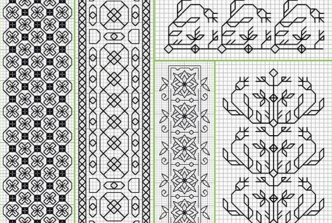 Разная вышивка в технике блэкворк