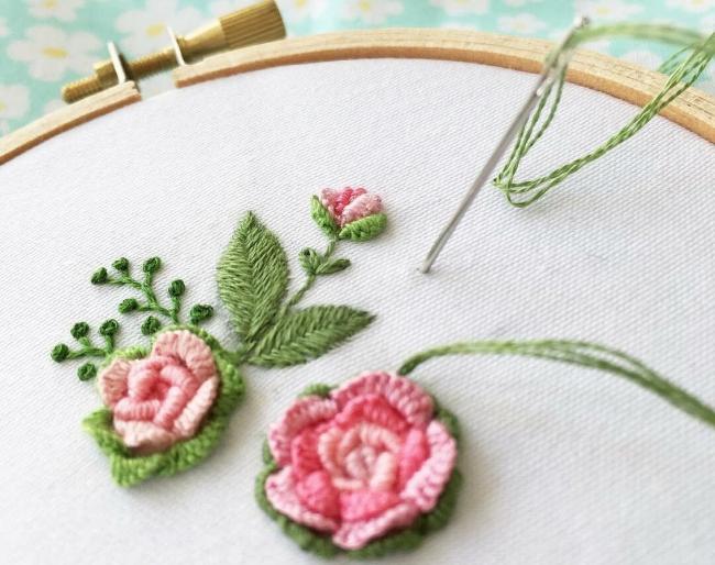 Розочка наборным стежком