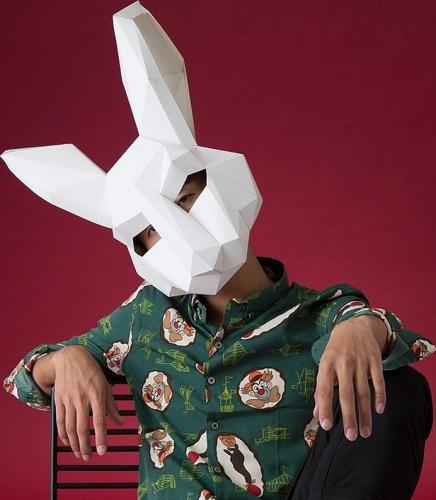 Маска зайца в технике паперкрафт