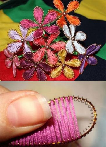 Цветы из мулине с проволокой