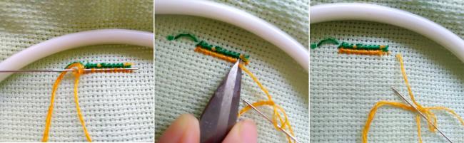 Закрепление мулине на полотне