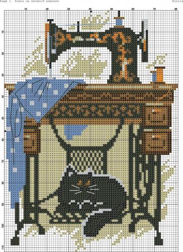 Кошка на швейной машинке
