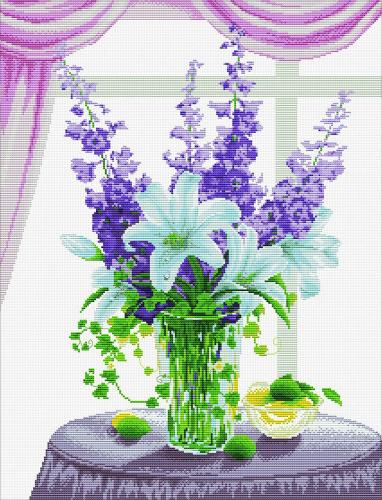 Схемы вышивки лаванды в вазе