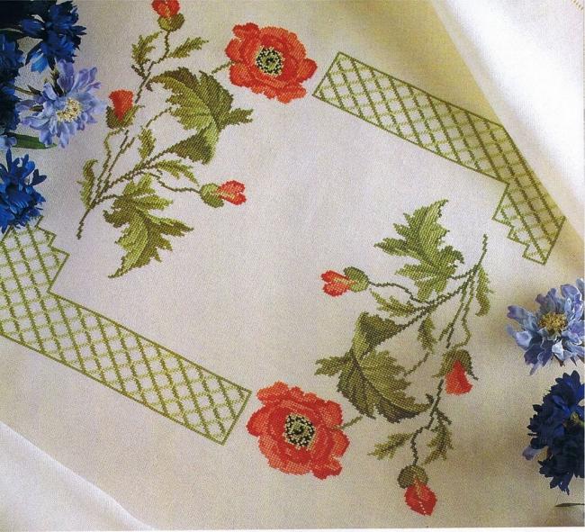 Вышивка скатерти крестиком