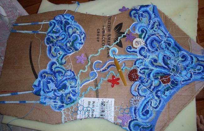 Изготовление купальника из ирландского кружева