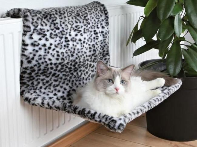 Спальное место на батарее для кошек, любящих тепло