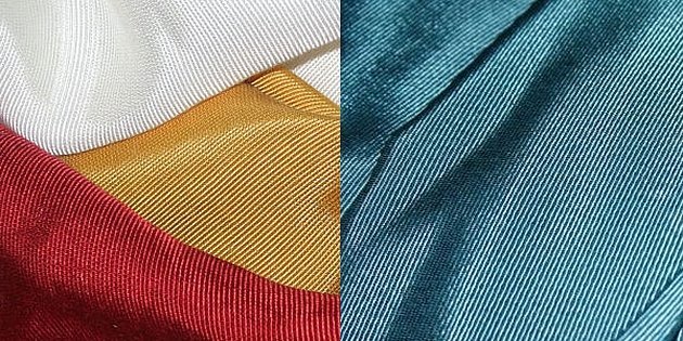 Разноцветные полотна репсовой ткани