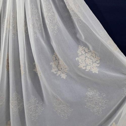 Тюль лен с вышивкой